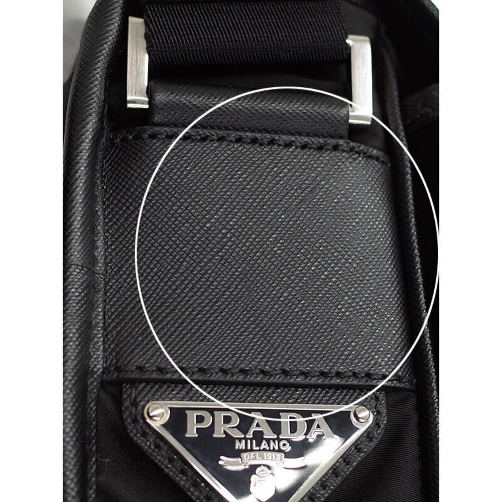 Prada Tessuto Black front flap Bag buckle Saffiano Messenger - Picture 4 of 9